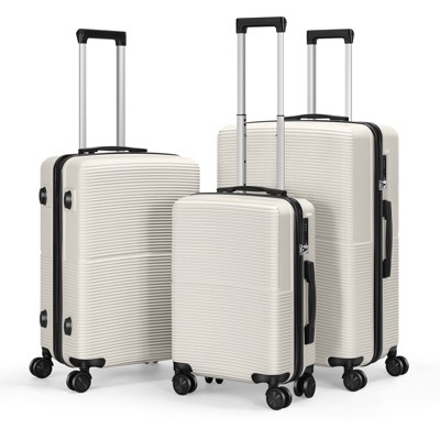 Oumilen Hardside Spinner Luggage Sets in White, 3 Piece, TSA Lock