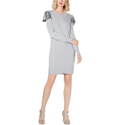 Michael Kors Womens Sequined Shoulder Sweater Dress