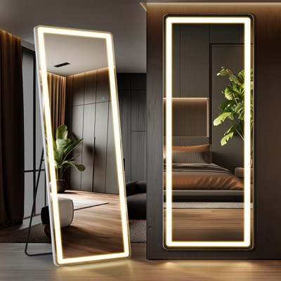 FONTOI Floor Standing Mirror with Stand, Wall Mirror, Wall Mounted Hanging Mirror, Makeup Mirror for Bedroom, Cloakroom, White, 26"*0.9"*71"