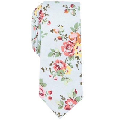bar III Mens Yellowstont Floral Skinny Self-tied Necktie