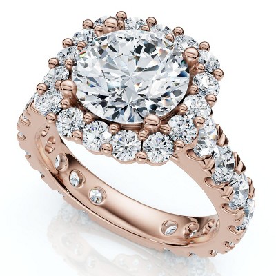 Pompeii3 Certified 4Ct Lab Created Cushion Halo Diamond Engagement Ring 14k Gold/Platinum