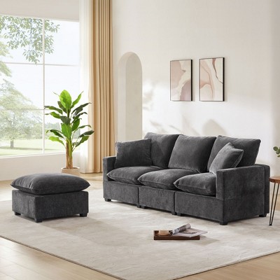 CAVINAS Modern Modular Sectional Sofa, 86*57" Modern Modular Sofa, 4 Seat Chenille Sectional Couch Set with 2 Pillows Included