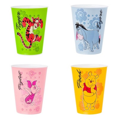 Silver Buffalo Disney Winnie the Pooh 2 Ounce Plastic Mini Cup Set of 4