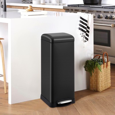 Stainless Steel  Step Trash Can with Removable Inner Wastebasket, Fingerprint Recycling Bin with Soft Close Lid for Dining Room, Office, Restaurant