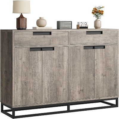 Sideboard Buffet Cabinet, 55" Large Kitchen Accent Modern Storage Cabinet with 2 Drawers and 4 Doors, Coffee Bar Buffet Table for Dining Room