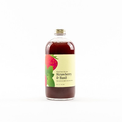 Wood Stove Kitchen Strawberry & Basil Cocktail and Mocktail Mixer, 16 fl oz
