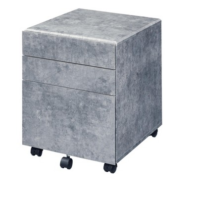 Jurgen Faux Concrete & Silver Finish File Cabinet