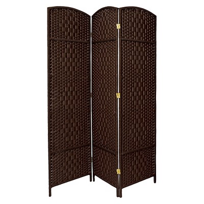 Oriental Furniture 7 ft. Tall Diamond Weave Room Divider - Dark Mocha (3 Panels): Oriental Furniture Privacy Screen, No Assembly