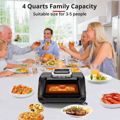 Electric Smokeless Indoor Grill & Air Fryer Combo, 7-in-1, Grill, Broil, Roast, Bake, Crisp, Dehydrate and More, with Non-Stick Plates Pot & Basket