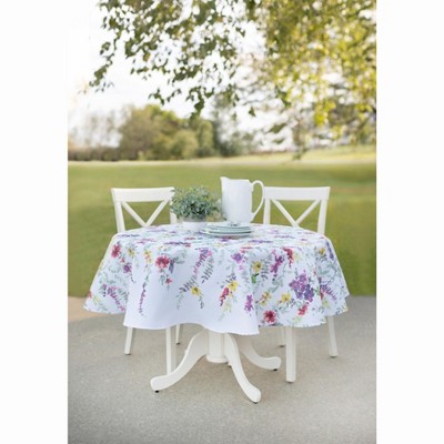 BrylaneHome 70" Round Floral Cascade Table Linen