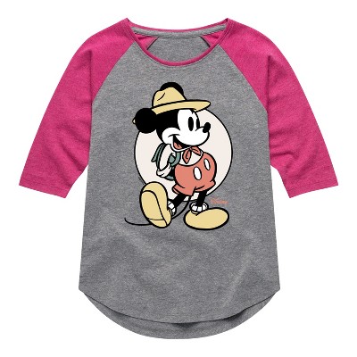 Girls' - Disney - Mickey Mouse Shirt Tail Raglan Graphic T-shirt
