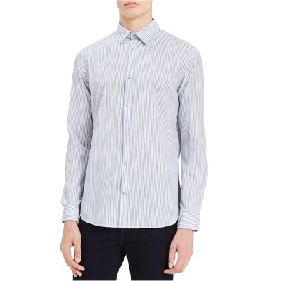 Calvin Klein Mens Space-Dyed Stripe Button Up Shirt