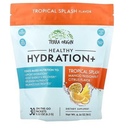 Terra Origin Healthy Hydration+, Tropical Splash, 30 On-The-Go Packets, 0.22 oz (6.2 g) Each