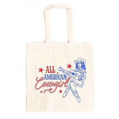 City Creek Prints All American Cowgirl Canvas Tote Bag - 15x16 - Natural