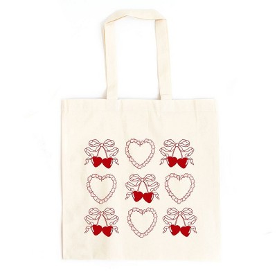 City Creek Prints Ruffle Heart Coquette Chart Canvas Tote Bag - 15x16 - Natural