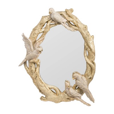 HomeRoots 22" Gold Birds and Branches Resin Framed Accent Mirror
