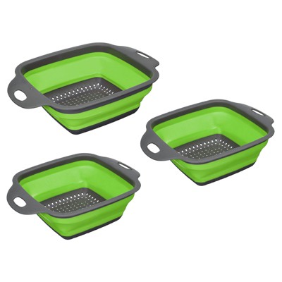 Unique Bargains Collapsible Colander Set Silicone Square Foldable Strainer Suitable for Pasta Veggies Fruits