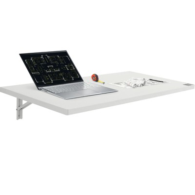 VEVOR Wall Mounted Folding Table, 39.37" x 19.69" Wall Mount Drop Leaf Table, Floating Desk with Iron Bracket, Fold Down Desk