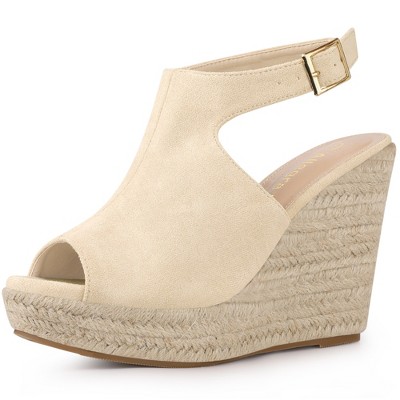 Allegra K Women's Slingback Peep Toe Espadrilles Platform Wedge Heels Sandals