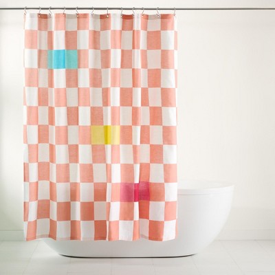 TOWN & COUNTRY PLAY Betty Bold Checkerboard Cotton-Rich Breathable Fabric Shower Curtain
