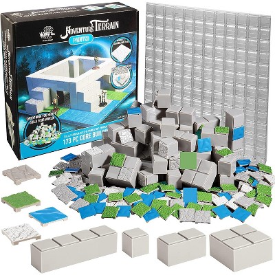Monster Adventure Terrain- 173pc Painted Core Building Set w Baseplate - Fully Modular and Stackable 3D Tabletop World Builder, Compatible w RPG Games