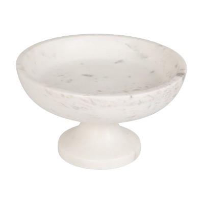 Storied Home Marble Footed Pedestal Bowl