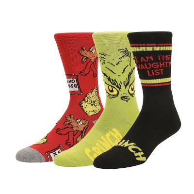 The Grinch Themed Mens Athletic Crew 3 Pack