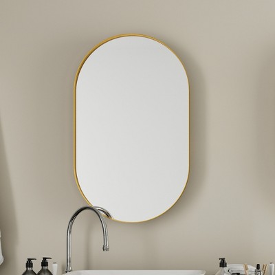 Chery Life 20x34 Inch Oval Recessed Medicine Cabinet, Metal Framed Bathroom Wall Cabinet with Mirror and Adjustable Shelves