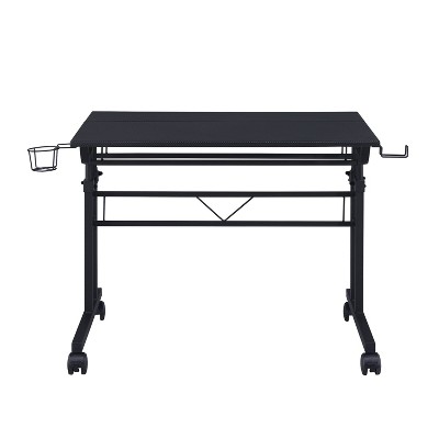 Rolling Writing Desk with Height Adjustable Desktop and Moveable Shelf - Techni Mobili