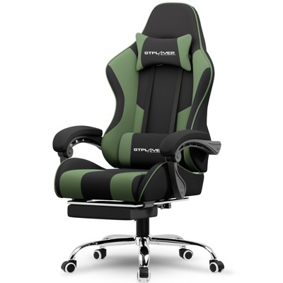 GTPLAYER Fabric Gaming Chair with Footrest and Lumbar Support, Height Adjustable Computer Chair with Headrest