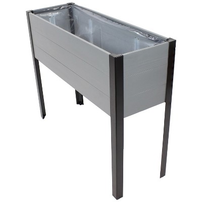 Sunnydaze Acacia Wood Raised Garden Bed with Legs - 31-Inch H - Powder-Coated Steel Frame - Removable Planter Bag