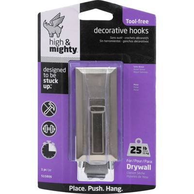 High & Mighty 3.5 in. L Satin Nickel Silver Metal Decorative Hooks 25 lb. cap. 1 pk (Case of 4)