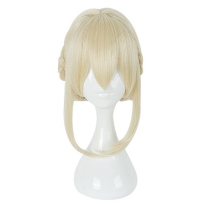 Unique Bargains Women's Wigs 16" Gold Tone with Wig Cap