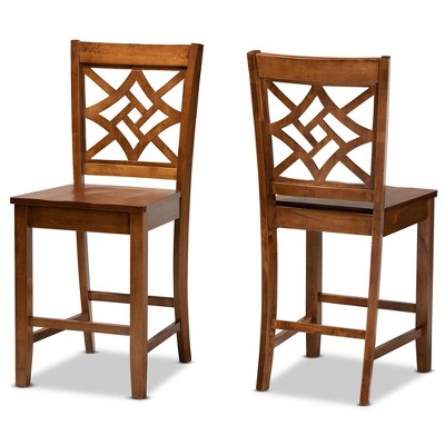 2pc Nicolette Wood Counter Height Barstools - Baxton Studio
