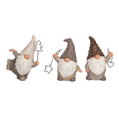Transpac Winter Wonderland Figurine Set of 3 Christmas Home Decorations Polyester Decorative Objects