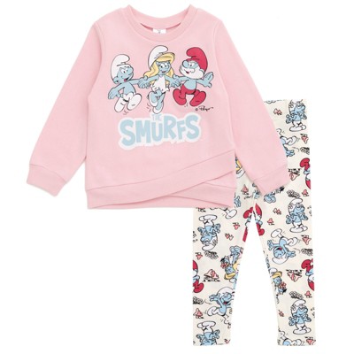 The Smurfs Girls Crossover Fleece Sweatshirt and Pants Outfit Set Toddler