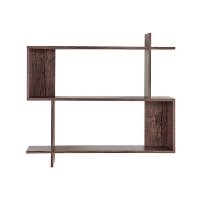 35.4" x 32" Manasa Floating Geometric Kilter 2 Tier Wall Shelf - Danya B.