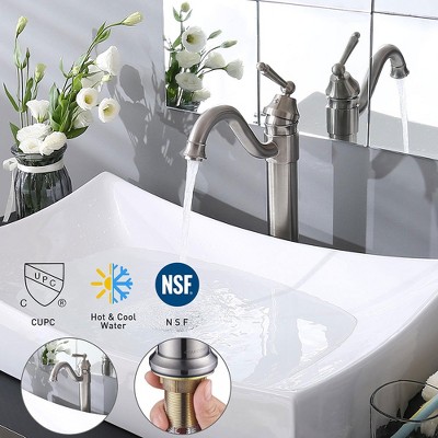 Yescom 13-1/2" Single Handle Brushed Nickel Bathroom Vessel Sink Faucet Lavatory Swivel Spout