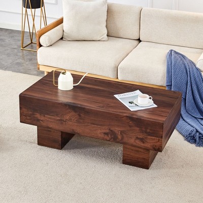 CAVINAS Coffee Tables for Living Room Modern Rectangular Coffee Table White Imitation Marble Texture Tea Table for Dining Room and Bedroom