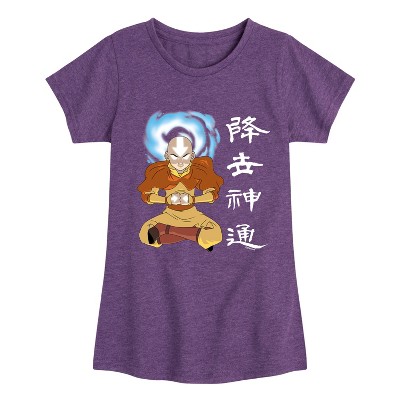 Girls' - Avatar: The Last Airbender - Aang Avatar State Fitted Short Sleeve Graphic T-Shirt