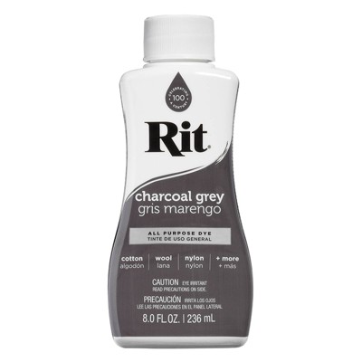 Rit 8oz All Purpose Dye - Charcoal Gray: Low-Odor, Permanent, Non-Toxic Liquid for Textiles, Rit Grey Dye