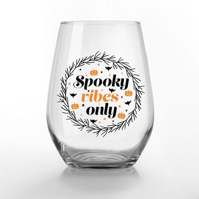 Spooky Vibes Only 15 oz. Stemless Wine Glass