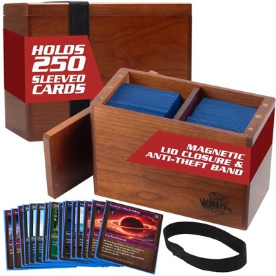 Monster Wooden Double Deck Box - Holds 250 Sleeved Cards- Compatible w Pokemon, Yugioh, Magic the Gathering & All Trading TCG Game, Gift