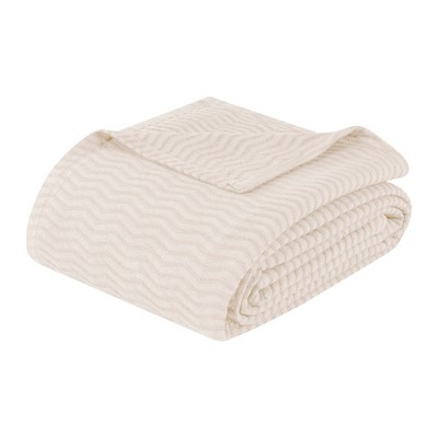 Modern Cotton Textured Chevron Lightweight Woven Blanket by Blue Nile Mills