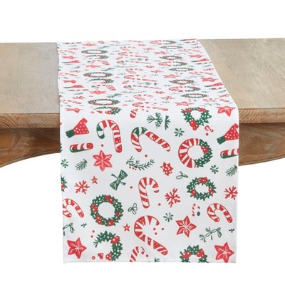 Saro Lifestyle Christmas Wrapping Paper Table Runner, 16"x72", Red/Green