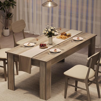 Dining Table for 4-6, 63" Wood Farmhouse Rectangular Thickened Dinner Dining Room & Kitchen Table