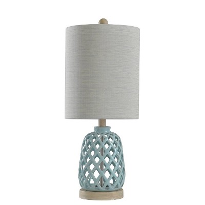 Ceramic Table Lamp Blue - StyleCraft: Modern Linen Shade, No Assembly, UL Listed, Adjustable Head Tilt