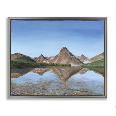 Stupell Industries Alpine Reflection Peaks Floating Frame Canvas Art