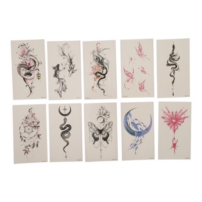 Unique Bargains Adult Realistic Refreshing StyleFake Tattoos Assorted Color 10 Pcs