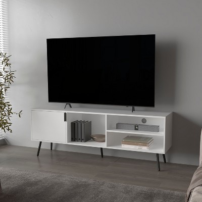 Sapphtopaz Modern TV Stand for TVs Up to 60" with Open Shelf & Storage Cabinet Entertainment Center with Conical Legs,TV Stands for Living Room